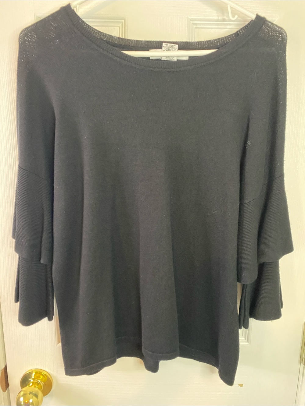 99 Jane Street Black Sweater with Tiered Bell Sleeves Size Small.